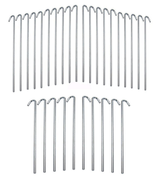 THE UM24 Set of 30-Piece Galvanized Steel Stake Camping Tent Pegs - Garden Stakes